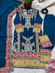 Embellished Sequence Work Teal Color Anarkali Suit