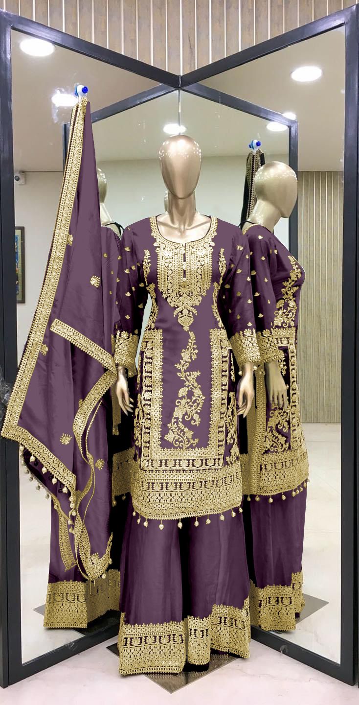 Mesmerizing Embroidery Work Onion Color Anarkali Suit