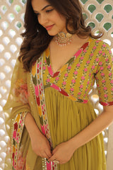 Mesmerizing Sequins Work Pista Color Gown