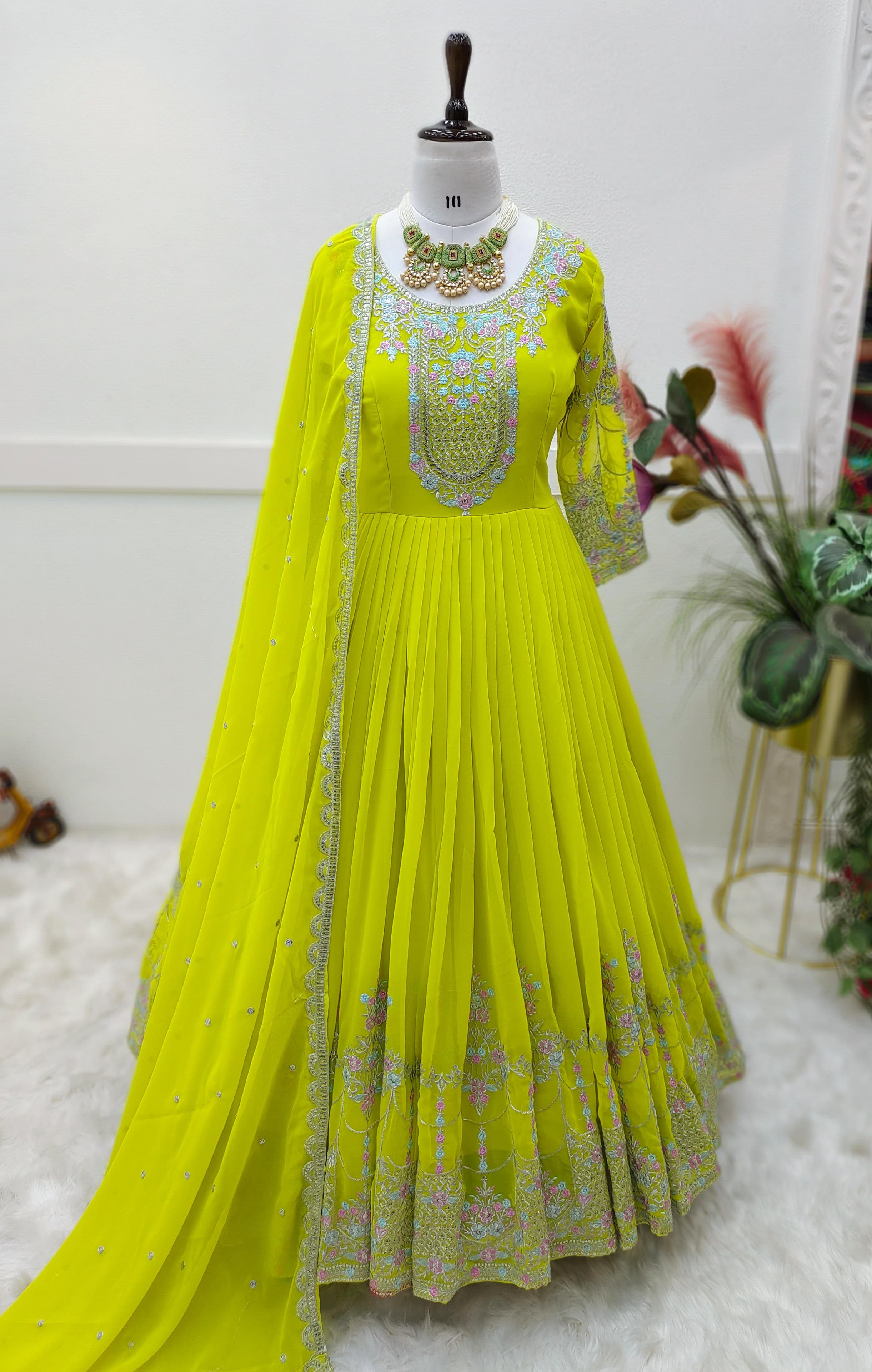 Outstanding Sequence Embroidery Perrot Color Gown