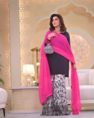 Outstanding Black With Pink Shararar Suit
