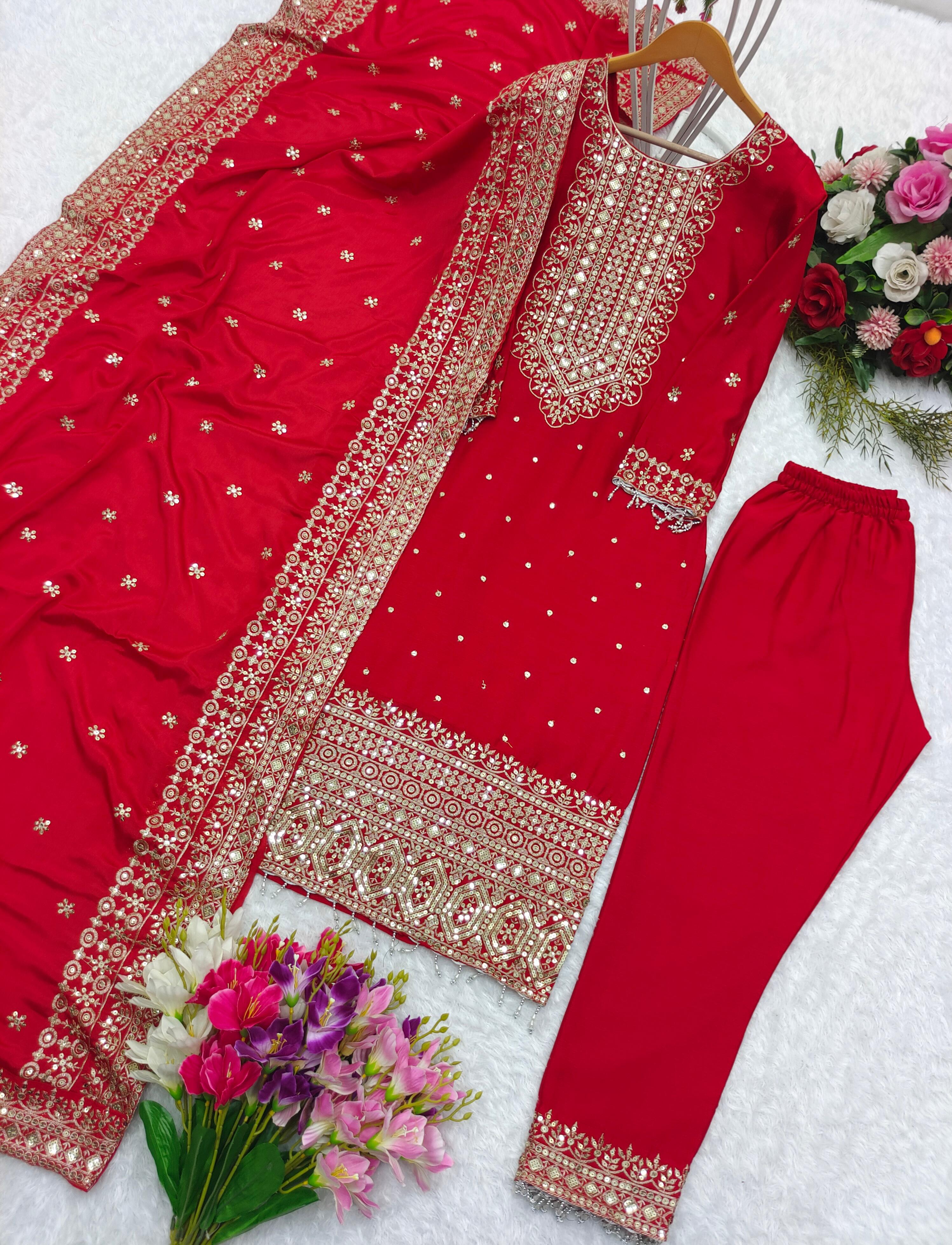 Good Looking Red Color Salwar Suit