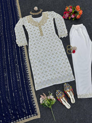 Shining Sequence Work Navy Blue Color Anarkali Suit