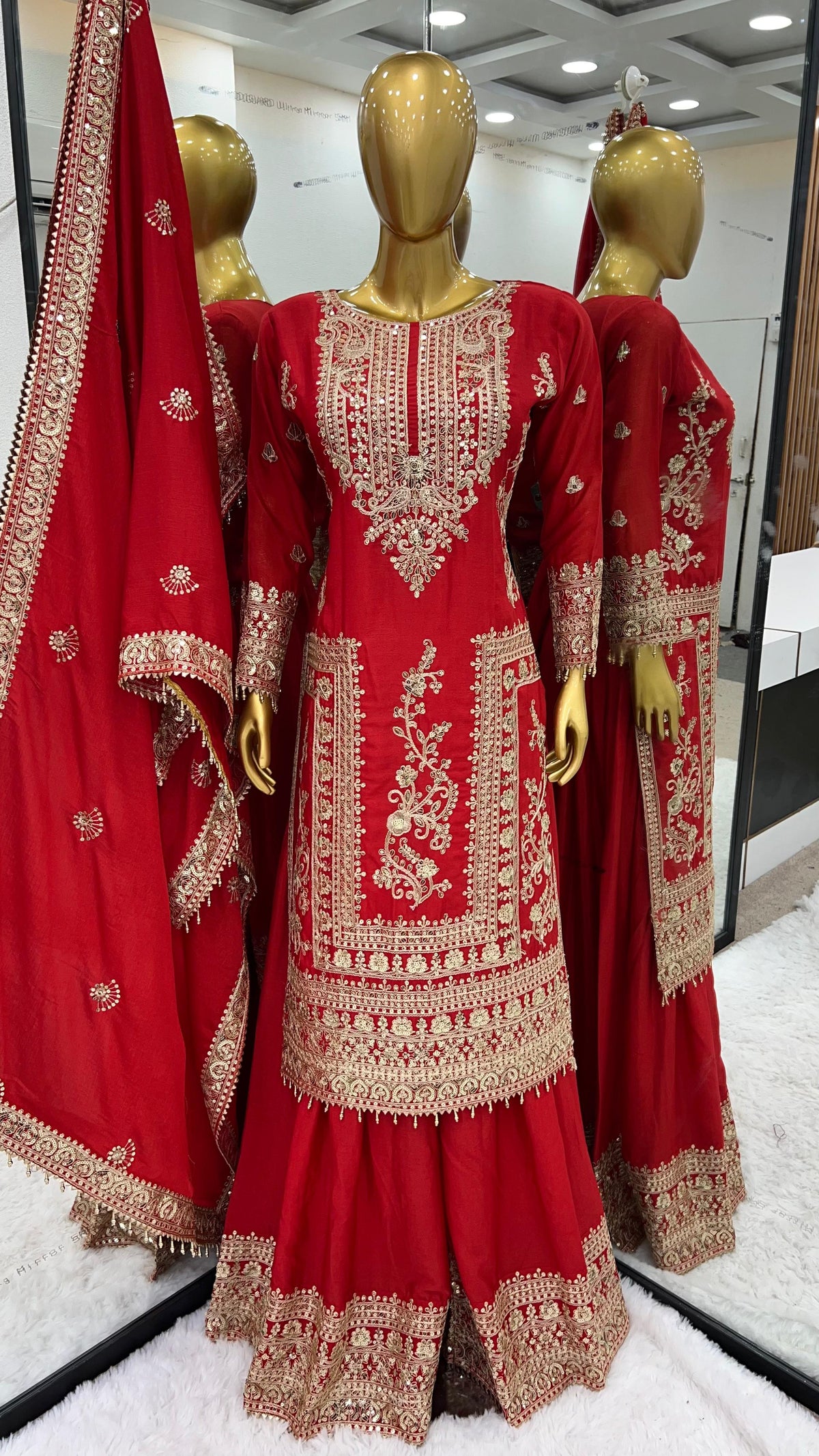 Mesmerizing Embroidery Work Red Color Anarkali Suit