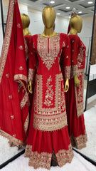 Mesmerizing Embroidery Work Red Color Anarkali Suit