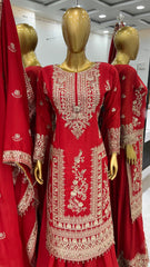 Mesmerizing Embroidery Work Red Color Anarkali Suit