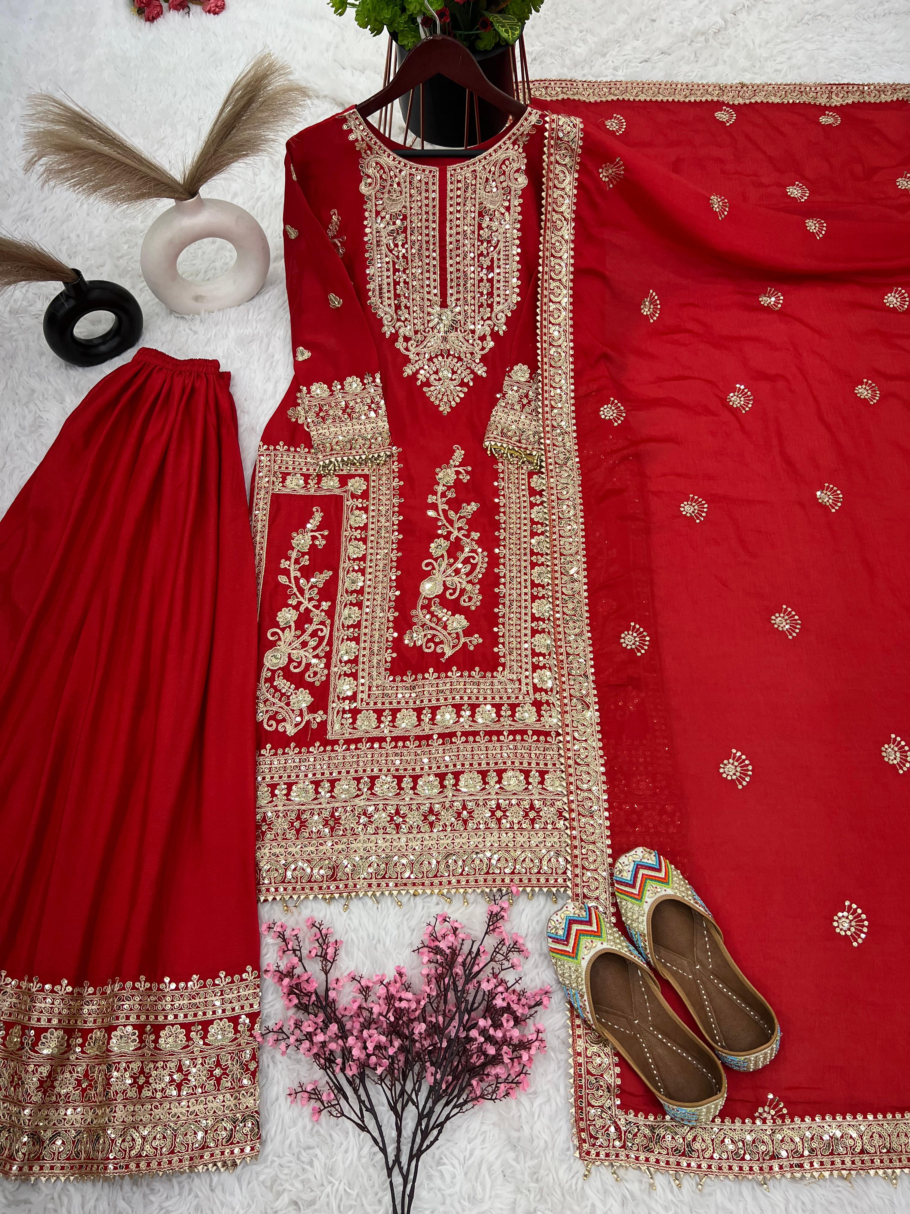 Mesmerizing Embroidery Work Red Color Anarkali Suit