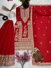 Mesmerizing Embroidery Work Red Color Anarkali Suit