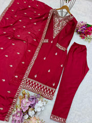 Captivating Red Color Sequence Work Salwar Suit