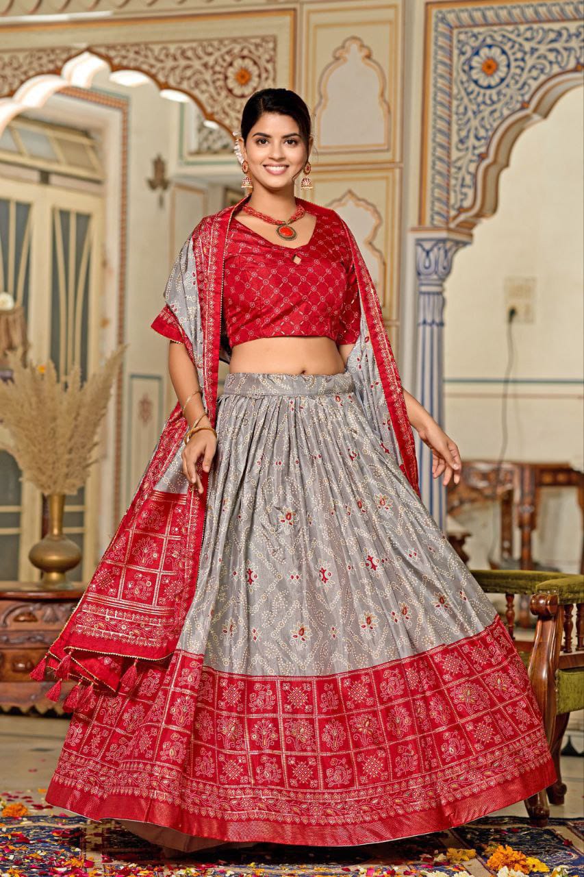 Festive Wear Tussar Silk Double Color Lehenga Choli