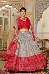 Festive Wear Tussar Silk Double Color Lehenga Choli