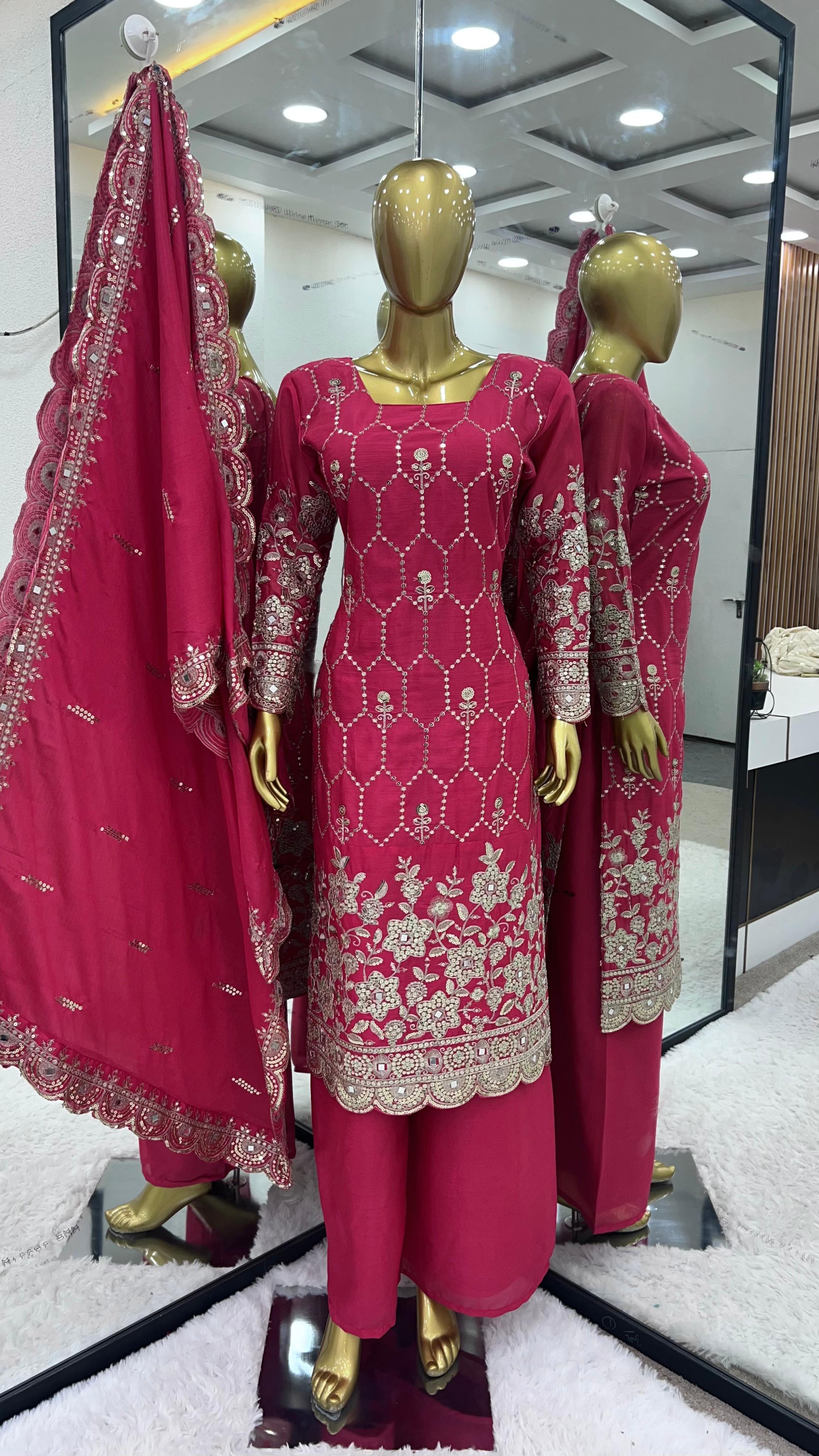 Glimmering Pink Color Sequence Work Salwar Suit