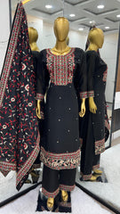 Adorable Chinon Silk Sequence Work Black Color Salwar Suit