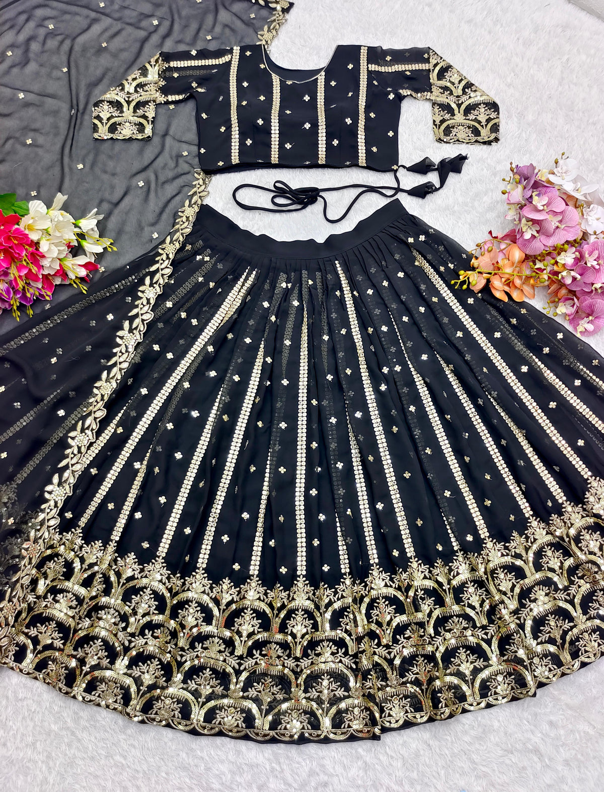 Festive Wear Black Color Heavy Work Lehenga Choli