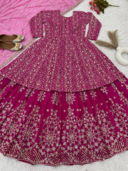 Faux Georgette Havy Work Top with Lehenga Pink Color