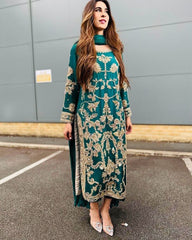 Captivating Teal Blue Color Georgette Sequence Work Pakistani Suit