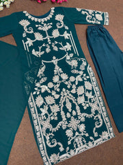 Captivating Teal Blue Color Georgette Sequence Work Pakistani Suit