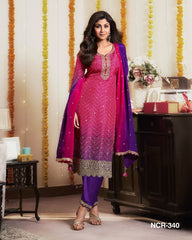Trending Printed Chinon Fabric Pink Color Kurti Dupatta With Pent