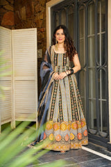 Ravishing Multi Color Organza Digital Work Gown