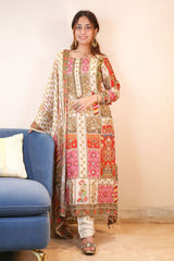 Ravishing Multi Color Chinon Silk Digital Print Straight Salwar Suit