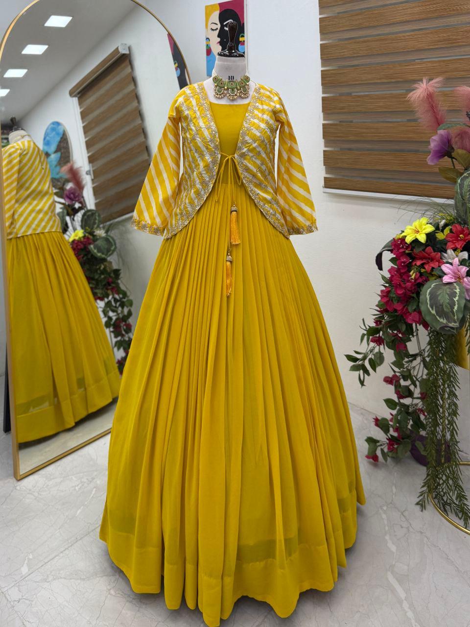Awesome Pink Georgette Embroidery Sequence Gown