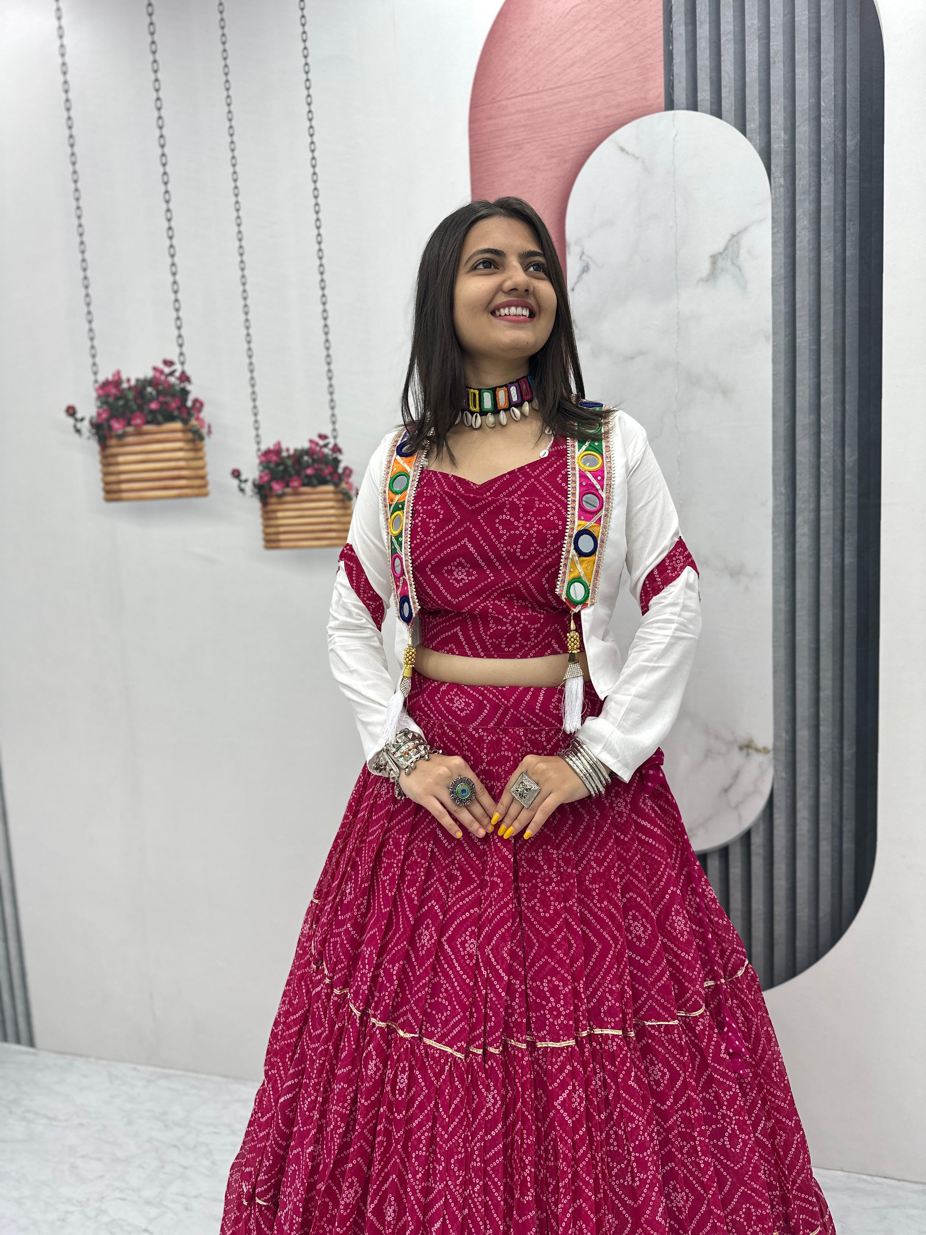 Ravishing Red Georgette Ribbon Work Lehenga Choli