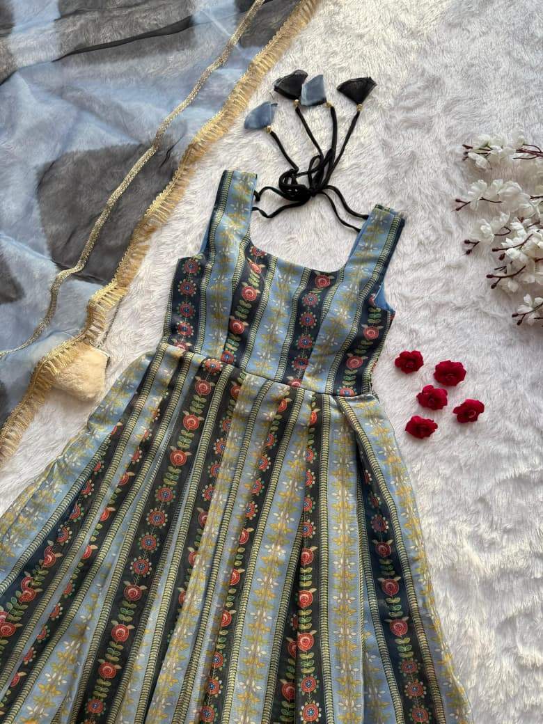 Ravishing Multi Color Organza Digital Work Gown