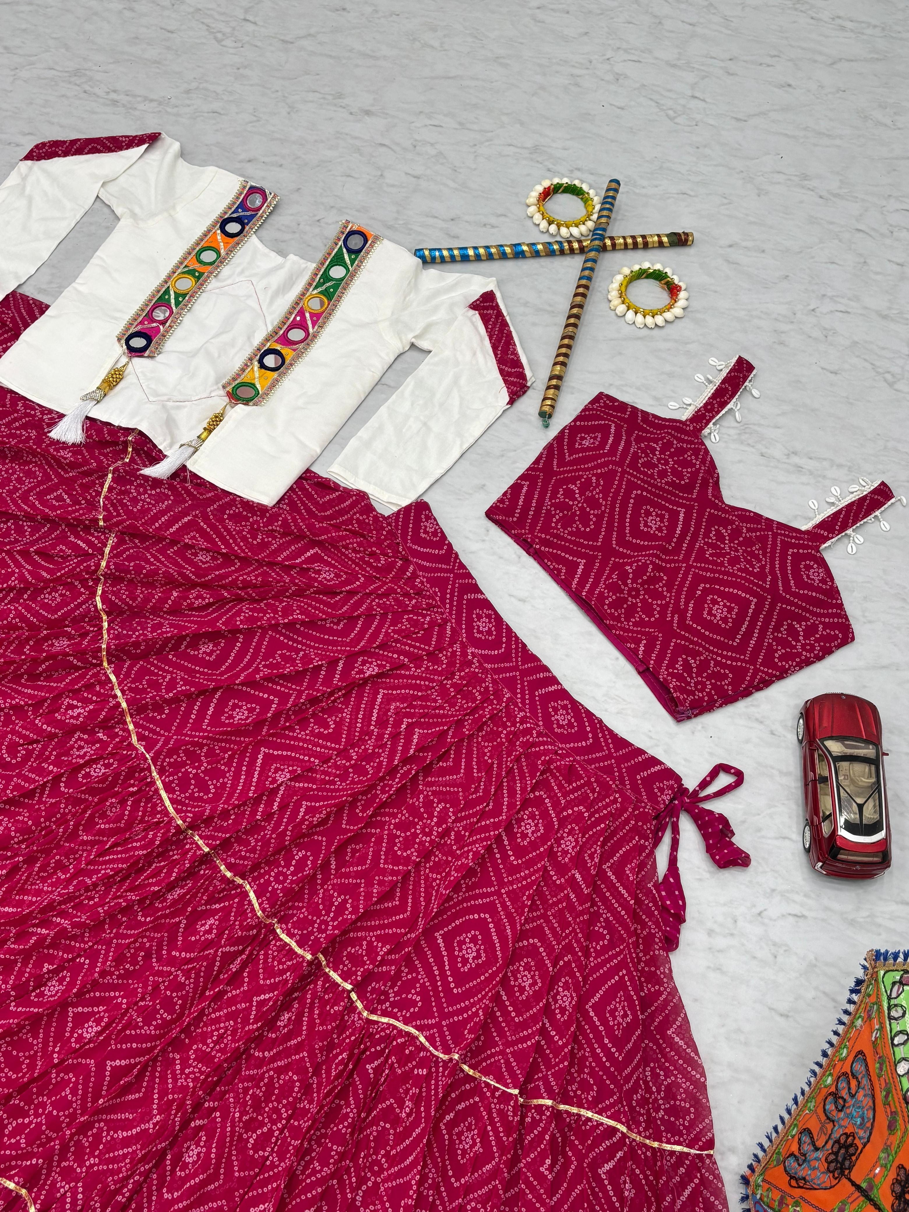 Ravishing Red Georgette Ribbon Work Lehenga Choli