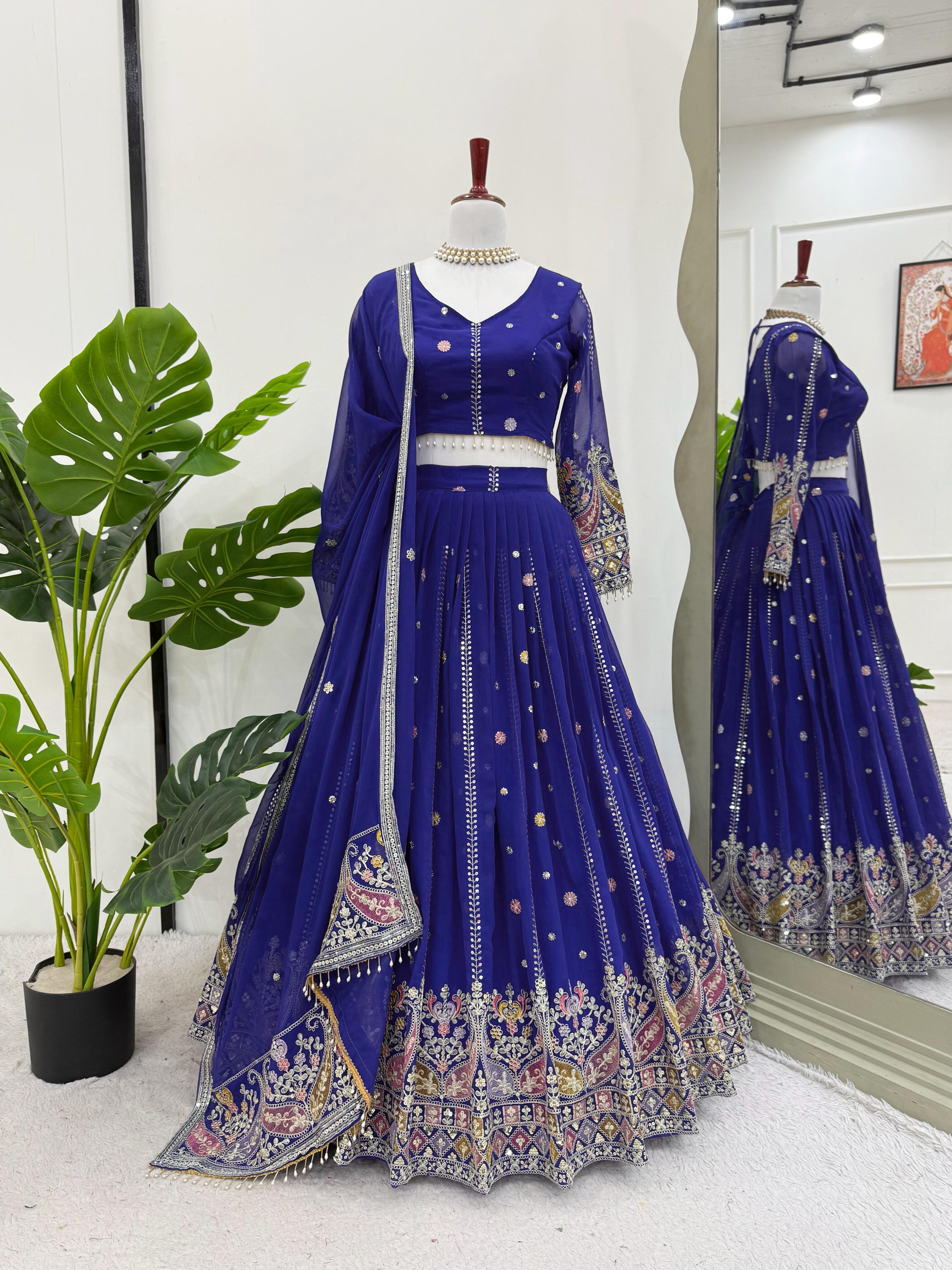 Glorious Pink Georgette Embroidered Heavy Work Lehenga Choli