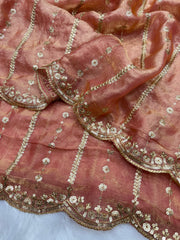 Trendy Red Color Sequence Silk Saree