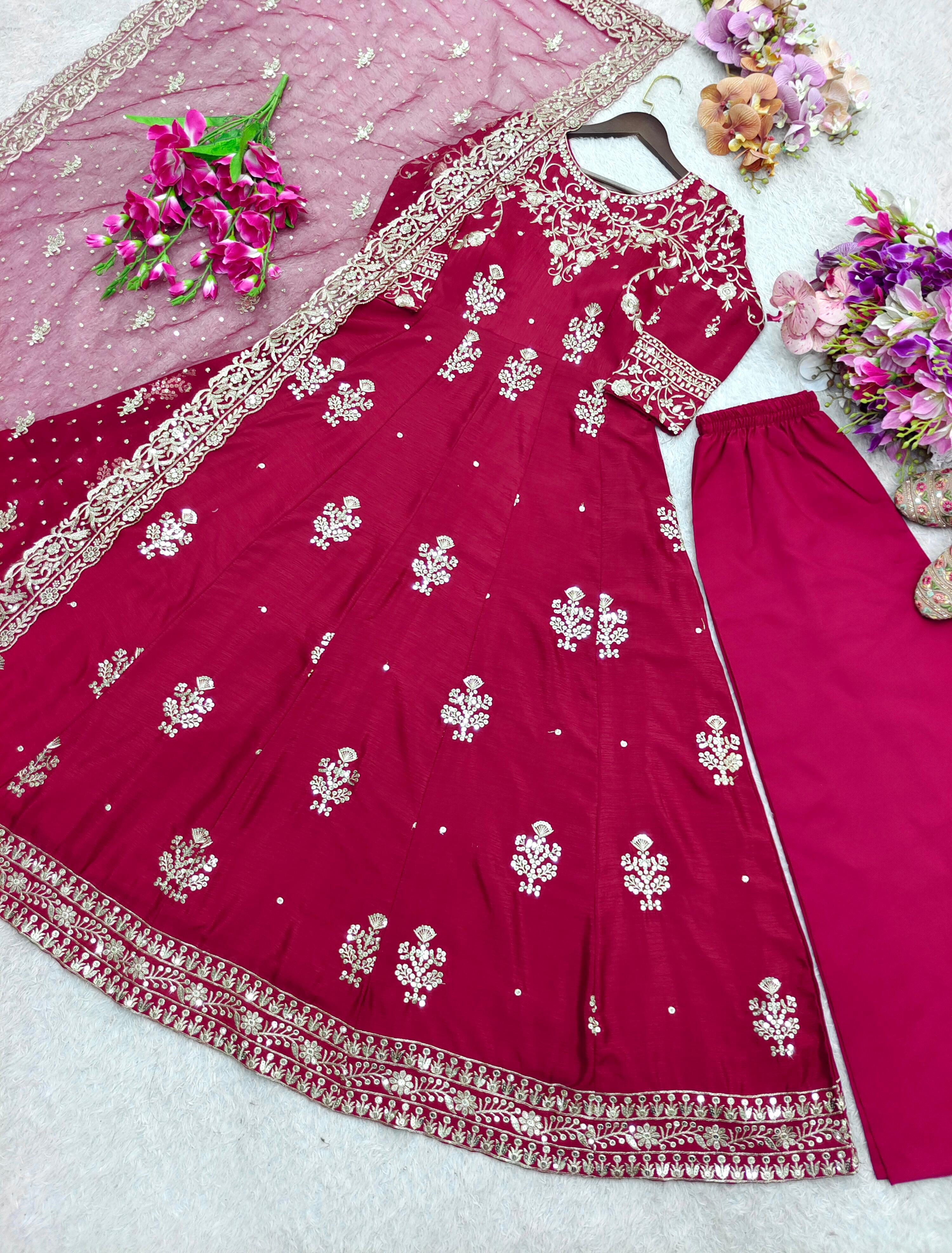 Ravishing Pink Color Sequence Work Gown