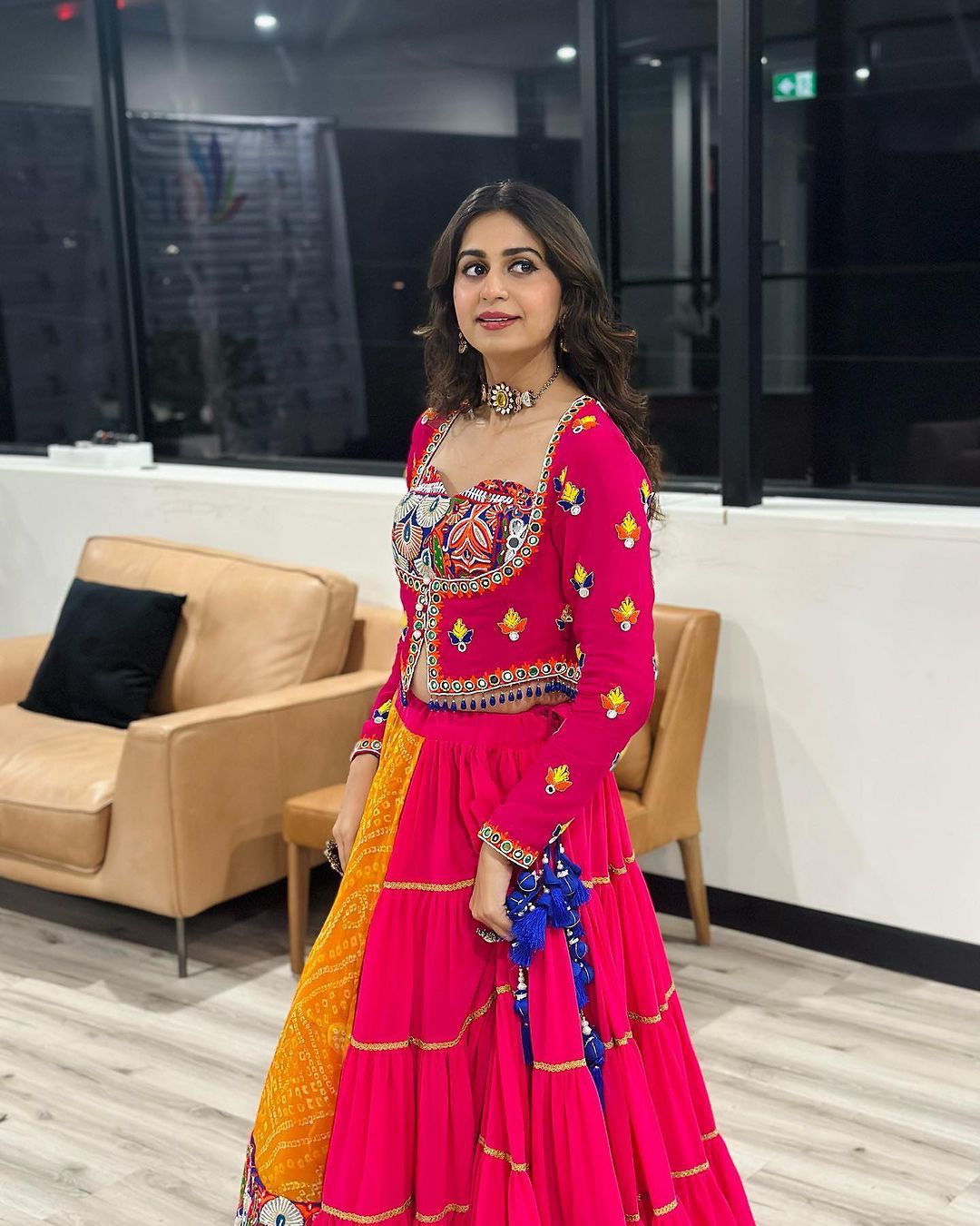Lovely Pink Georgette Mirror Work Lehenga Choli