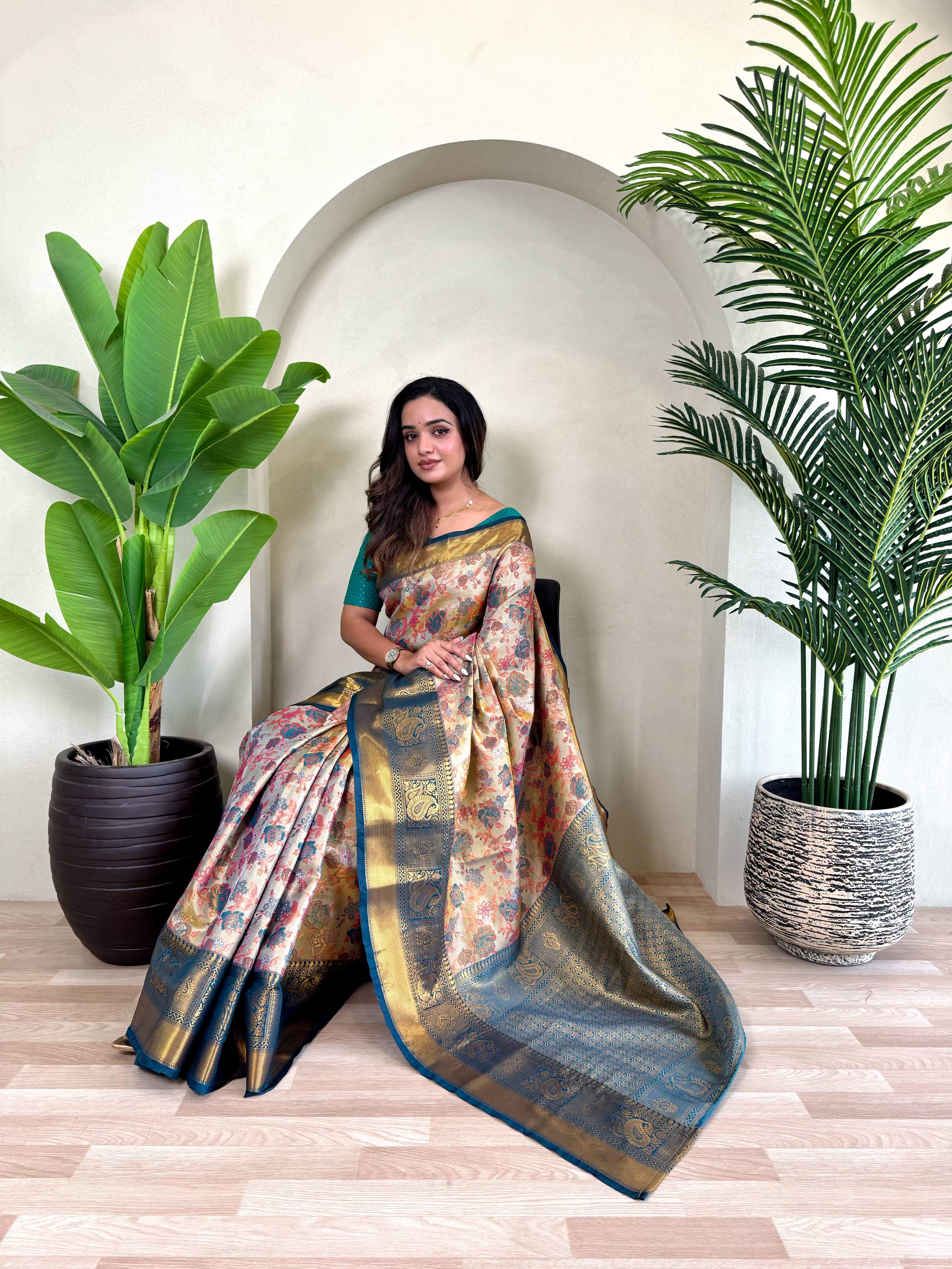 Festival Wear Trendy Orange Silk Zari Saree