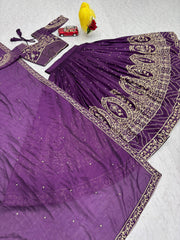 Purple Color Embroidery Heavy Work  Lehenga Choli