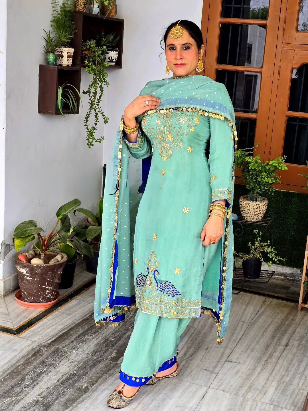 Lovely Sky Blue Color Sequence Work Punjabi Salwar Suit