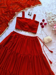 Ravishing Red Georgette Lehenga Choli