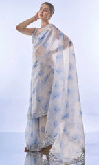 Ravishing Sky Blue Color Embroidery Work Silk Saree