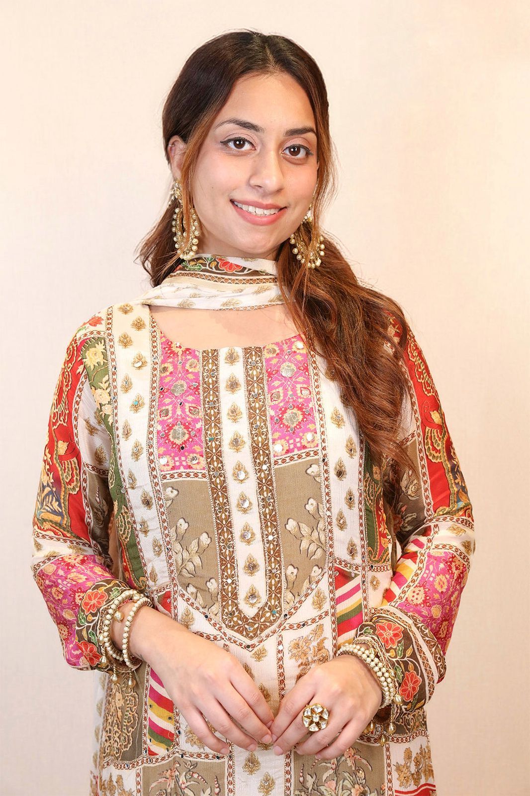 Ravishing Multi Color Chinon Silk Digital Print Straight Salwar Suit