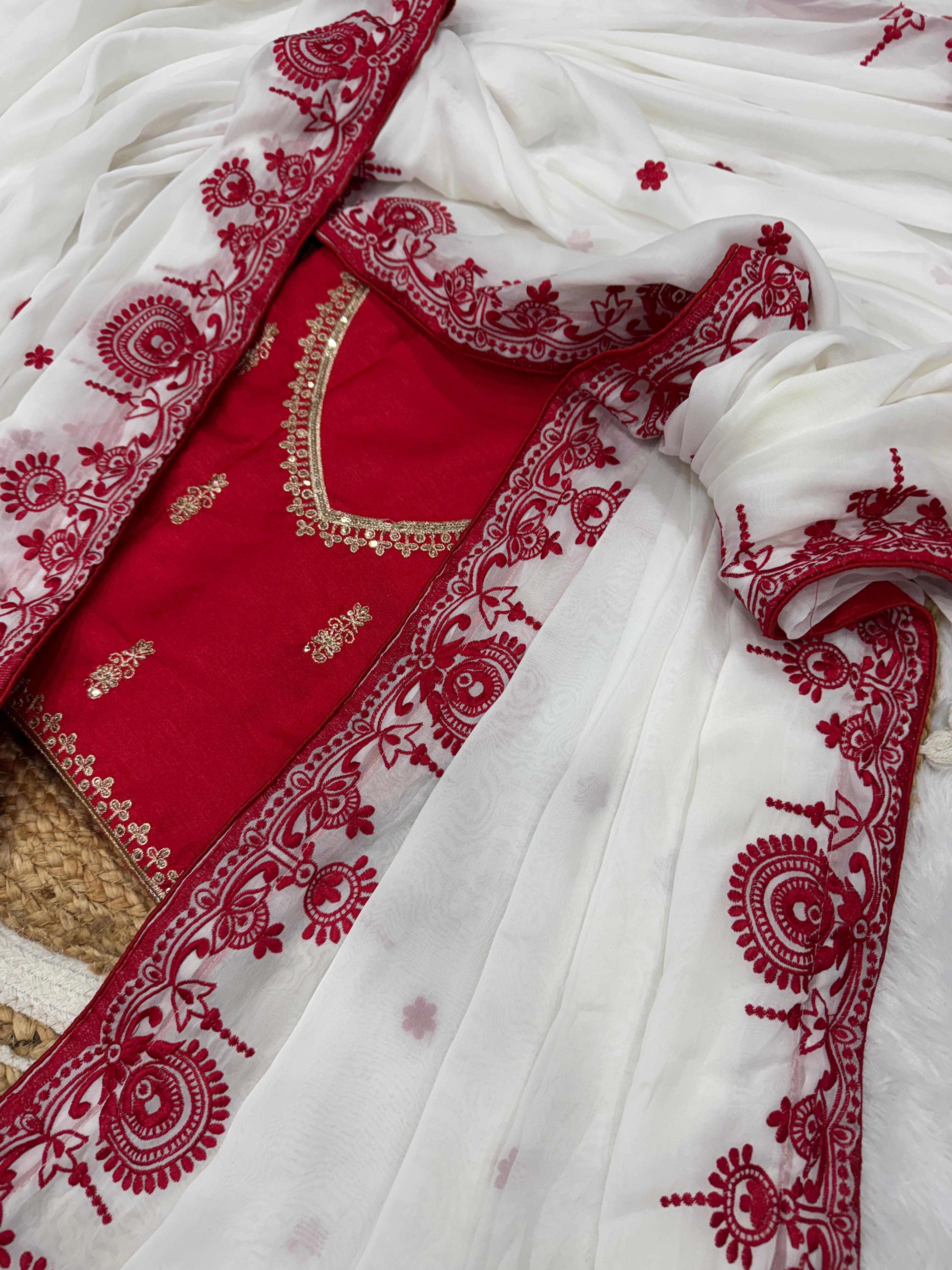 Alluring White Rangoli Silk with Embroidery Saree