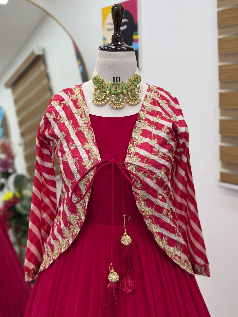 Awesome Pink Georgette Embroidery Sequence Gown