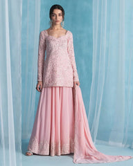 Trendy Pink Georgette Sequence Work Sharara Suit