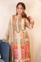 Ravishing Multi Color Chinon Silk Digital Print Straight Salwar Suit
