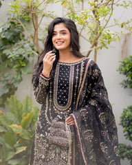 Beautiful Black Color Work Georgette Sharara Suit