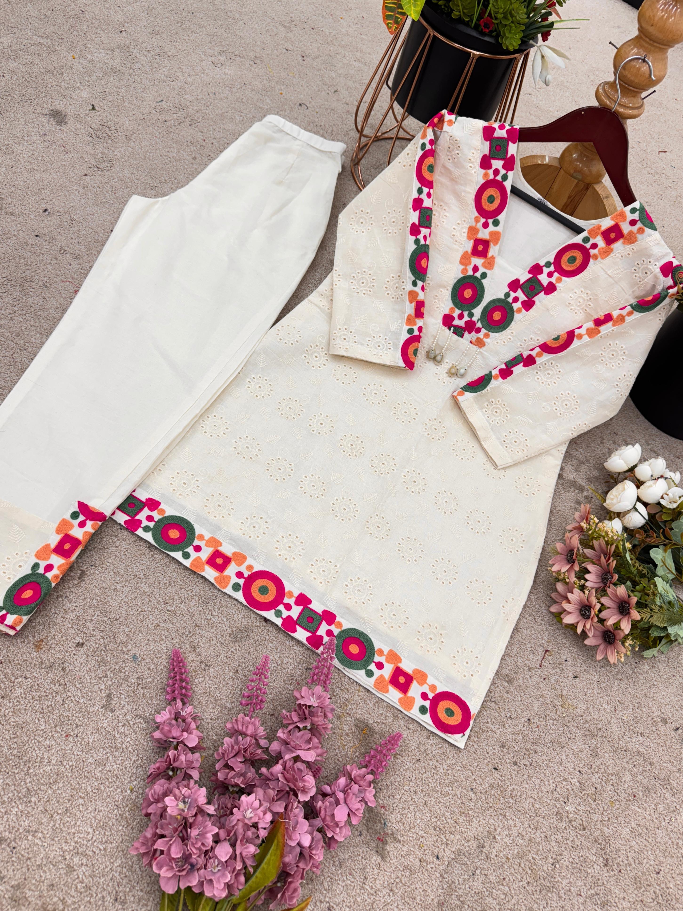 Trendy Cotton Thread Work Co-ord Set