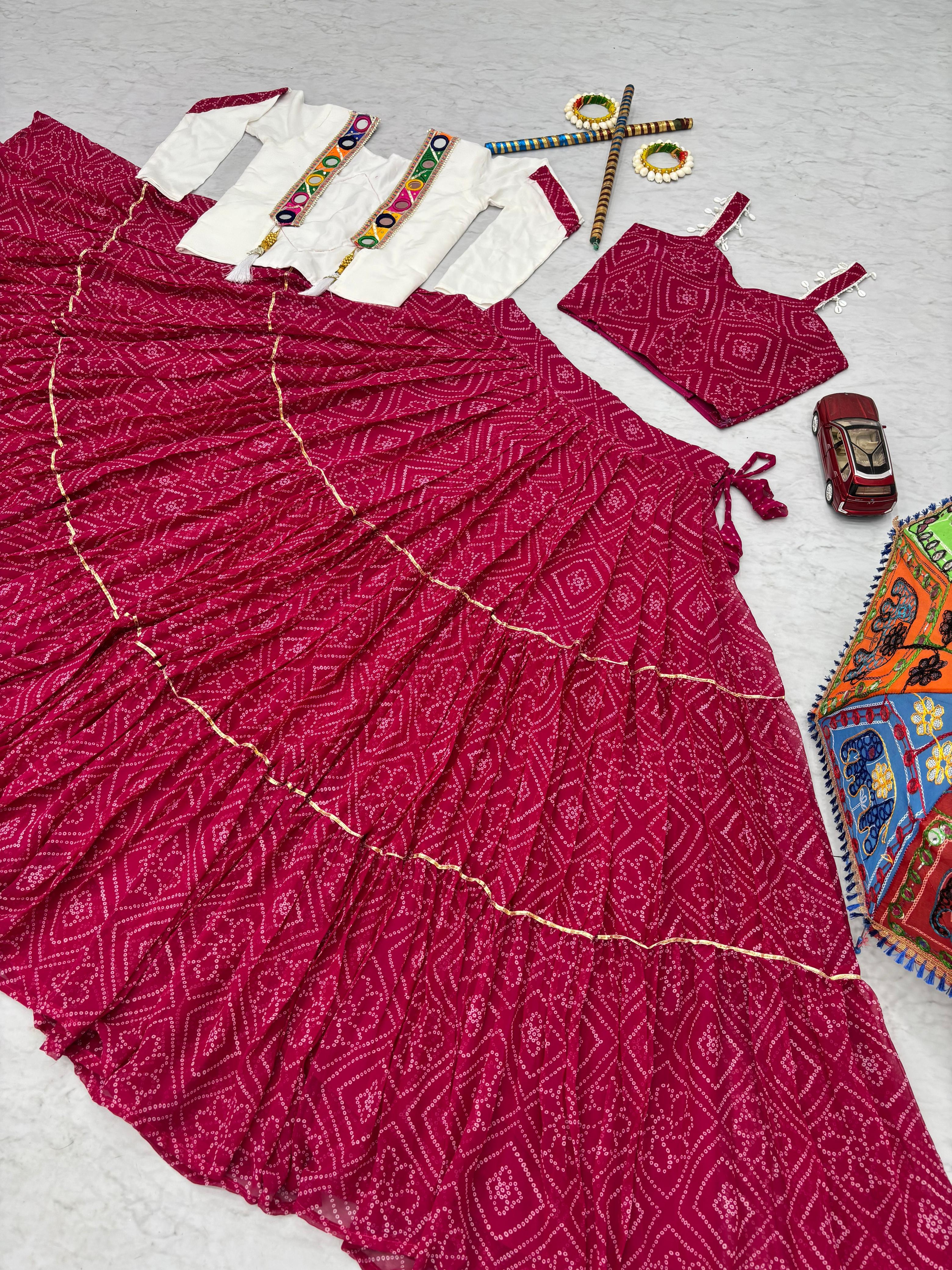 Ravishing Red Georgette Ribbon Work Lehenga Choli