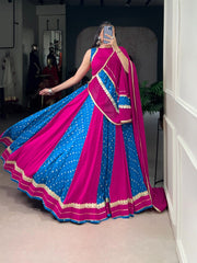 Navratri Wear Blue Color Bandhej Printed Lehenga Choli