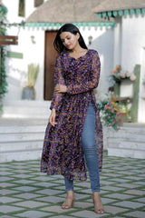 Pretty Wine Color Floral Digital Print Kurti