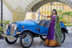 Purple Color Jacquard Embroidered Gown With Dupatta