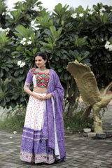 Traditional Wear White With Purple Color Lehenga Choli