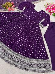 Outstanding Purple Color Sequence Work Anarkali Gown